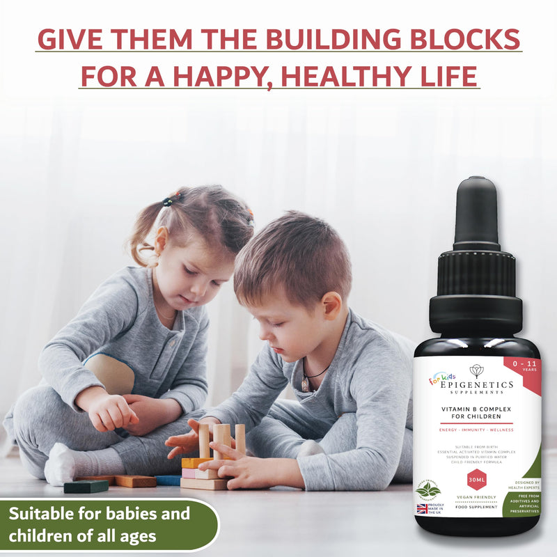 Vitamin B Complex for Children 30ml | 9 B Vitamins Supplement from Birth 0-11 Years | Newborn Baby Kids Sugar Free UK Made Vegetarian Liquid | Long Suppy. 1 Drop Daily