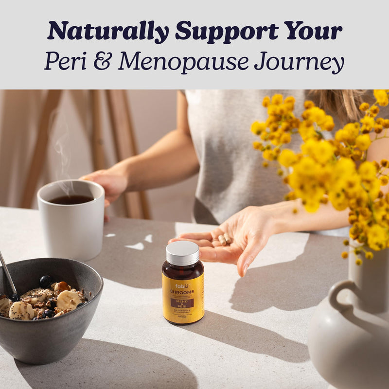 fabÜ Shrooms MENO & PERI - Lion's Mane Mushroom & Magnesium Supplements for Women During Menopause - Natural Perimenopause Support - Hormone Balance & Energy Support (60 Capsules) Lion's Mane Mushroom (for Menopause)