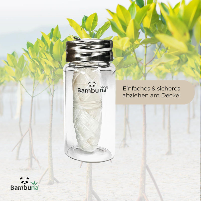 [Australia] - BAMBUNA dental floss in a jar with mint flavor 30 m - dental floss - zero waste dental floss - vegan dental floss made from corn starch - dental floss plastic-free - dental floss in a jar with separating lid - Made in Germany 30.00 m (pack of 1) 