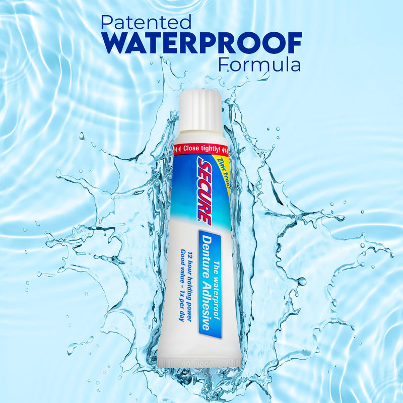 [Australia] - Secure Waterproof Denture Adhesive - Zinc Free - Extra Strong Hold For Upper, Lower or Partials - 1.4 oz (Pack of 5) 