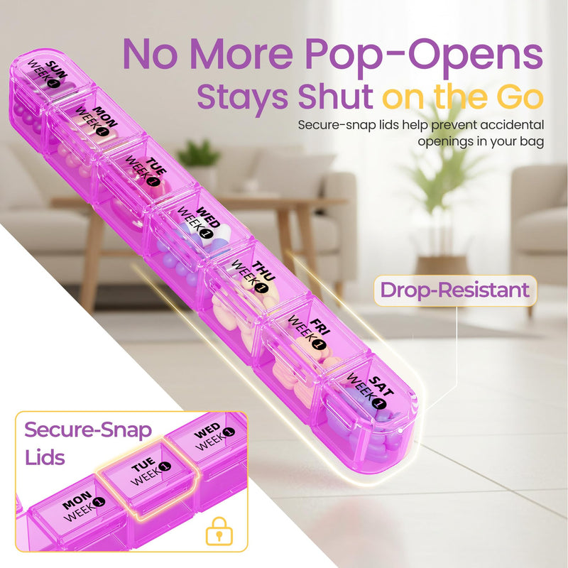 Betife Monthly Pill Organizer 1 Time a Day, Pill Box 28 Day, BPA-Free | Portable Travel Pill case, Compact, Easy Open, Airtight, Dual protection, Large capacity for Vitamin, Fish Oils, Supplement White