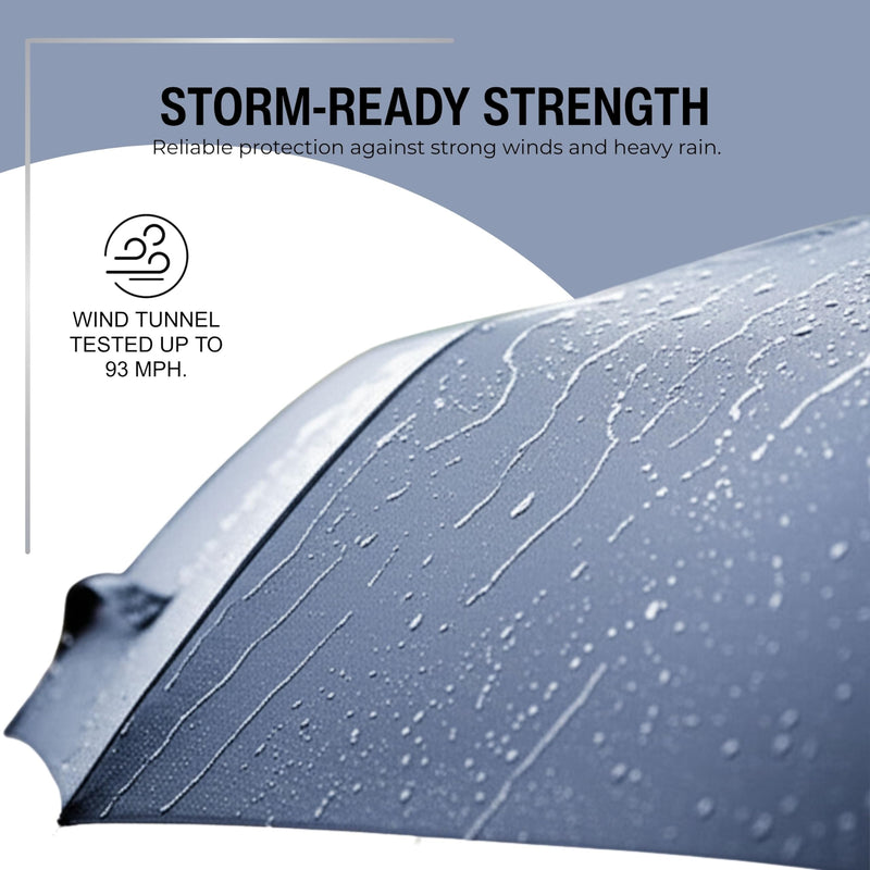 Knirps T.260 Medium Automatic Open Close Rain Umbrella with Curved Handle and Carrying Case - Compact Windproof Travel Umbrellas for Adults, 97cm Diamteter Men's Check
