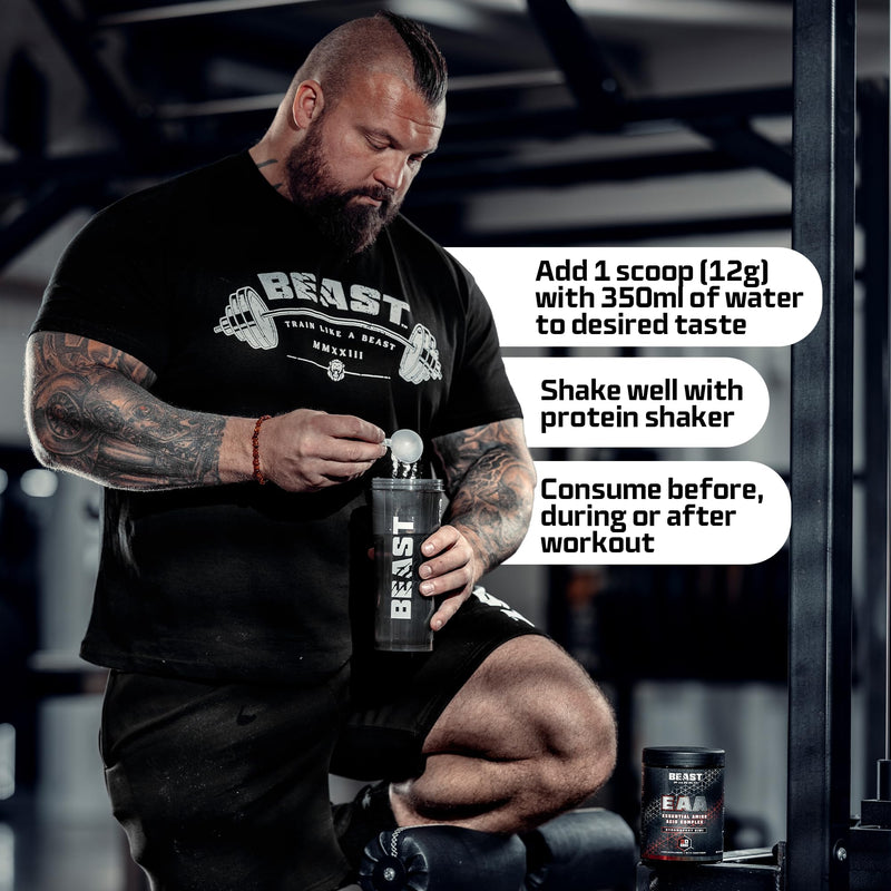 Beast Pharm 9 EAA Amino Acids with BCAA Powder 2:1:1 Ratio - Essential Amino Acids Powder - 360g - EAAs Recovery Drink - 30 Servings - Strawberry Kiwi