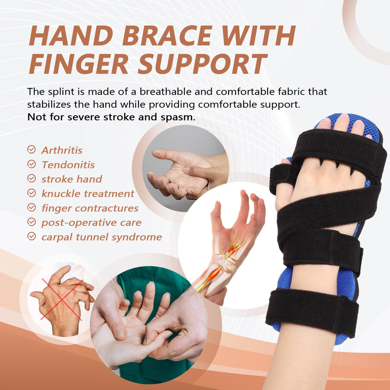 [Australia] - Resting Hand Splint, Night Sleeping Carpal Tunnel Wrist & Finger Splint, Stroke Hand Brace with Finger Support for Finger Contractures, Tendonitis, Arthritis, Fits Left and Right Hands, L Version 3 updated MESH Mesh-L 