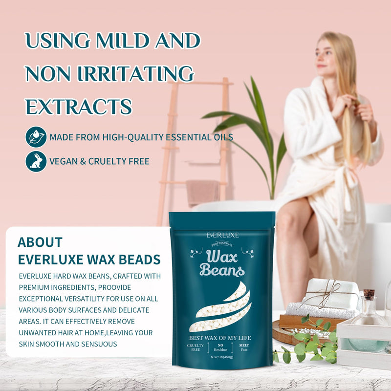 [Australia] - Wax Beads, 1LB Hard Wax Beans for Hair Removal Sensitive Skin, Hard Wax Perfect for Full Body, Brazilian Hard Wax Beads for Bikini waxing White 16 Ounce (Pack of 1) 