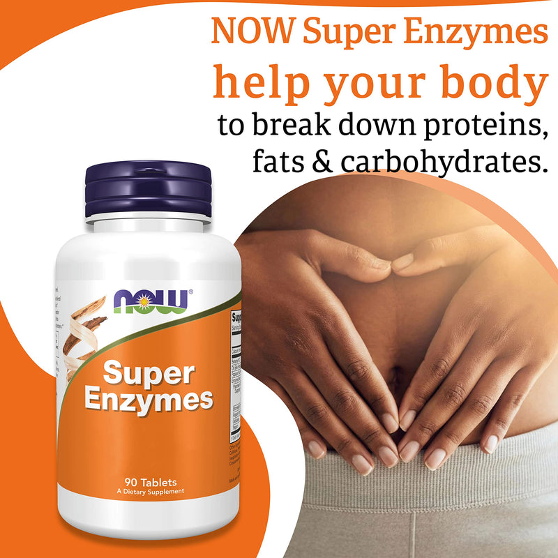 Now Foods, Super Enzyme, 90 Tablets, Lab-Tested, High Dose, Calcium, Gluten Free, Soy Free, Non-GMO