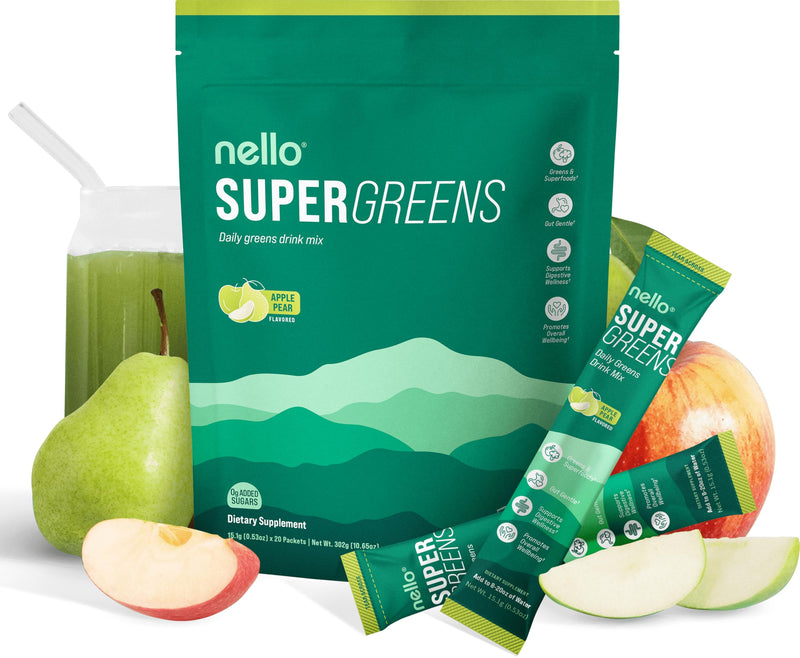 [Australia] - Supergreens Superfood Drink Mix with Chlorella, Moringa, Spinach, Broccoli, Digestive Enzymes, and Probiotics ‚Äì Apple Pear Flavor, 20 Servings, Travel Pack 20 Servings (Pack of 1) 