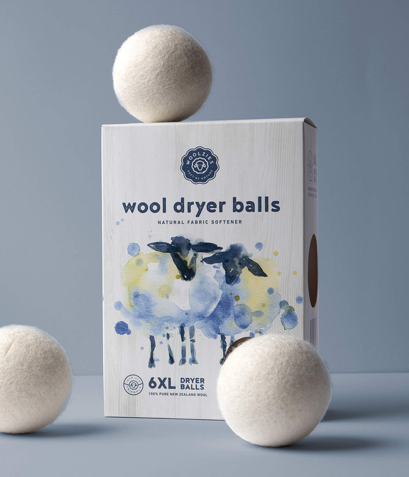 Woolzies Wool Dryer Balls Organic: Our Big Wool Spheres are the Best fabric softener | 6-Pack XL Dryer Balls for Laundry is Made with New Zealand Wool | Use Laundry Balls for Dryer with Essential Oils White