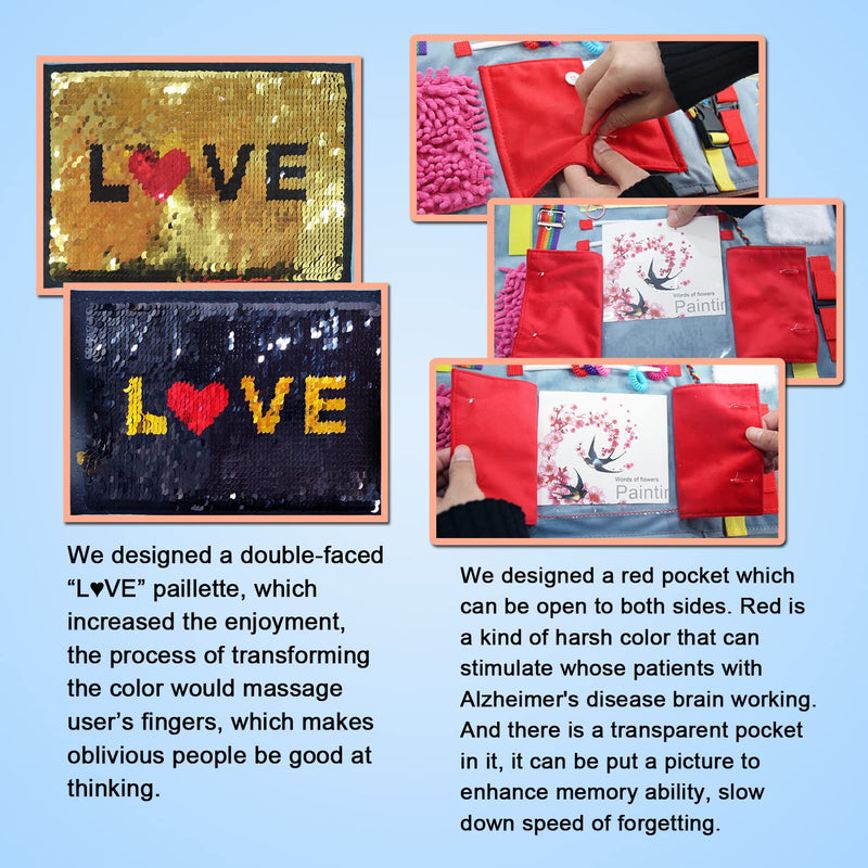 [Australia] - Fidget Blanket for Adults with Dementia, Activities for Seniors, Suitable for Alzheimer's and Autistic Therapy, Relieves Anxiety, Calms and is a Comforting Product for Hand Exercises 