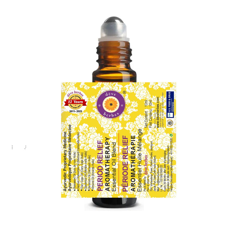 [Australia] - d√®ve herbes Period Relief - Essential Oil Blend to Reduce Menstrual Discomfort with Rosewood, German Chamomile, Clary Sage, Geranium & Spearmint Essential Oils 10ml (0.33oz) 