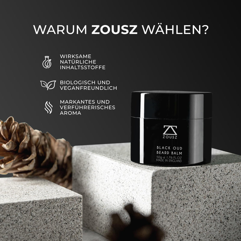[Australia] - ZOUSZ Black Oud Beard Balm for Men with Shea Butter - Premium Beard Balm/Beard Conditioner/Beard Softener Men | The ultimate non-greasy beard care for men, 50 ml 50 ml (pack of 1) 