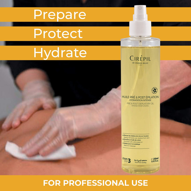 Cirepil - Pre & Post - Depilatory Oil - 250ml / 8.45 fl oz - Protects the Skin Before Waxing & Removes Wax Residue - Pre-Waxing & Post-Waxing 8.45 Fl Oz (Pack of 1)