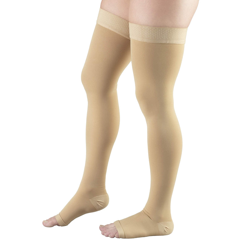 [Australia] - Truform 20-30 mmHg Compression Stockings for Men and Women, Thigh High Length, Dot-Top, Open Toe, Beige, Medium Medium (1 Pair) 