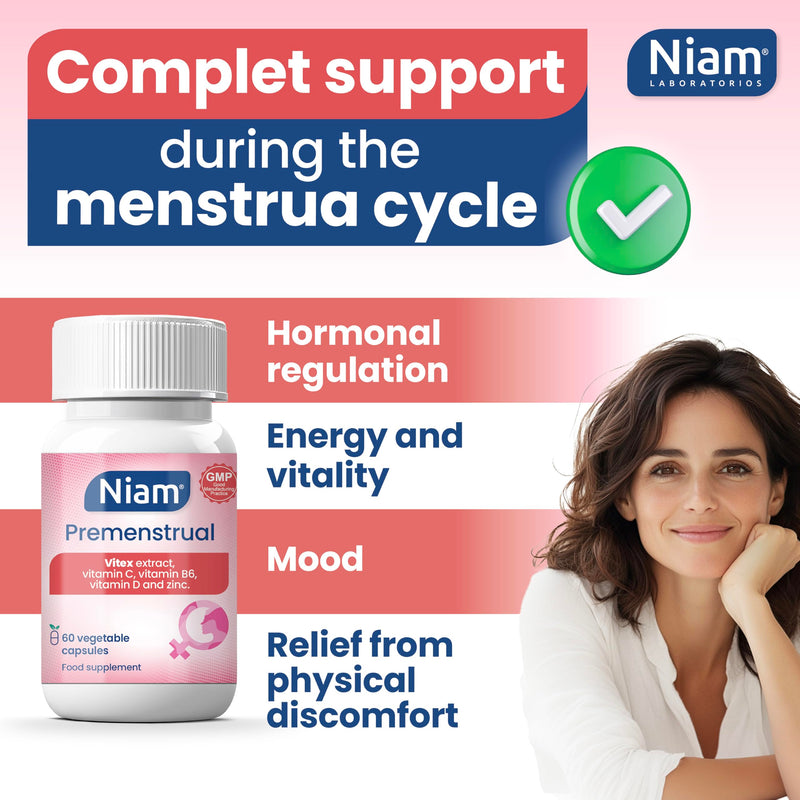 [Australia] - Vitex Agnus Castus 350 mg | Hormonal Balance & Cycle Support | Chasteberry, Vitamins B6, D, C & Zinc | 60 Capsules | Niam Premenstrual 1 