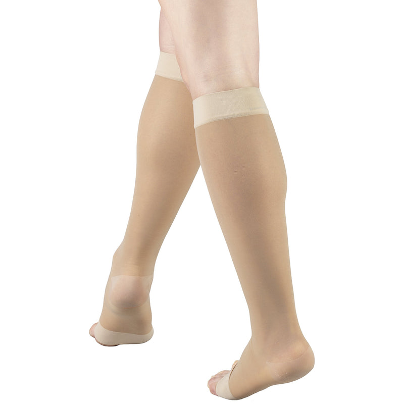 [Australia] - Truform Sheer Compression Stockings, 15-20 mmHg, Women's Knee High Length, Open Toe, 20 Denier, Medium Nude Medium (1 Pair) 