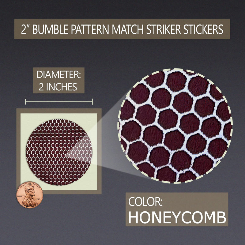 [Australia] - 2” Circle Match Striker Stickers – 12 pieces | Bumble/Dotted Pattern Match Strike Paper with Adhesive Pre-Cut in Circles for Easy Match Lighting | Also Available in Charcoal or Brown & Many Sizes Bumble / Dotted 