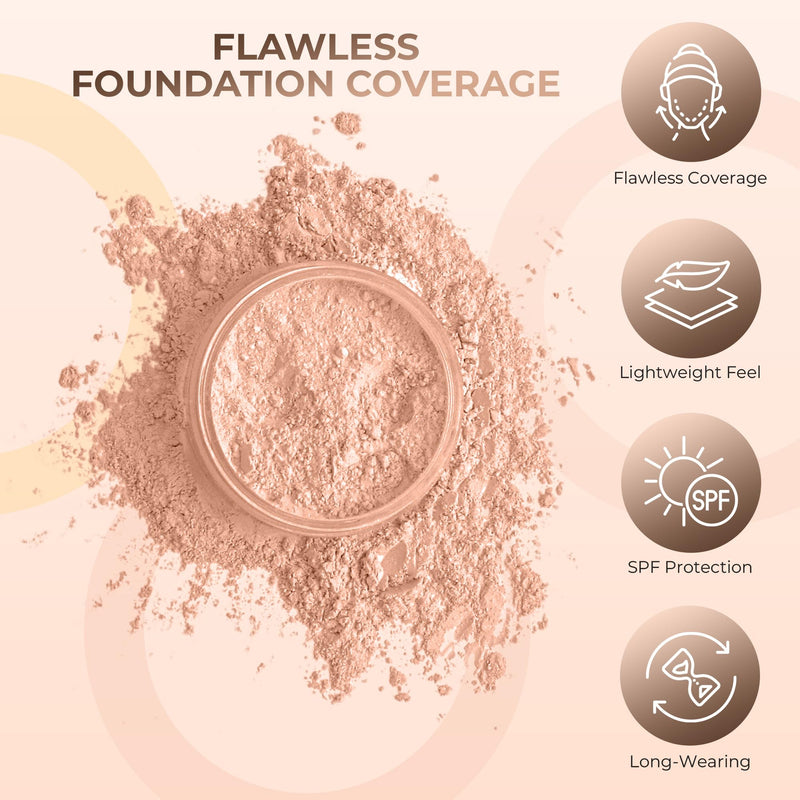 [Australia] - 4pc Full Size Kit (Light Tan) Mineral Makeup Matte Translucent Loose Foundation + Kabuki Brush + Concealer + Finishing Setting Powder + Bare Face Full Coverage SPF 30 with Gel Face Primer 3Oz SPF 30 