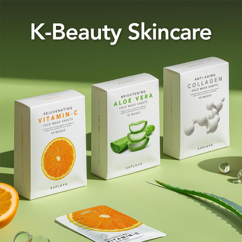 K-Beauty Facial Skincare Natural Beauty Multi-Pack Face Sheet Masks Balanced Skin Care Made In South Korea 10 Pack Vitamin-C
