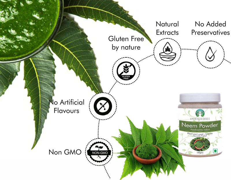[Australia] - Neem Leaf Powder 100 Gm | Azadirachta Indica | Wild Crafted Neem Leaf Powder | Very Bitter Neem Supplement for Skin Hair and Detox | Non GMO, Gluten Free, Vegan 