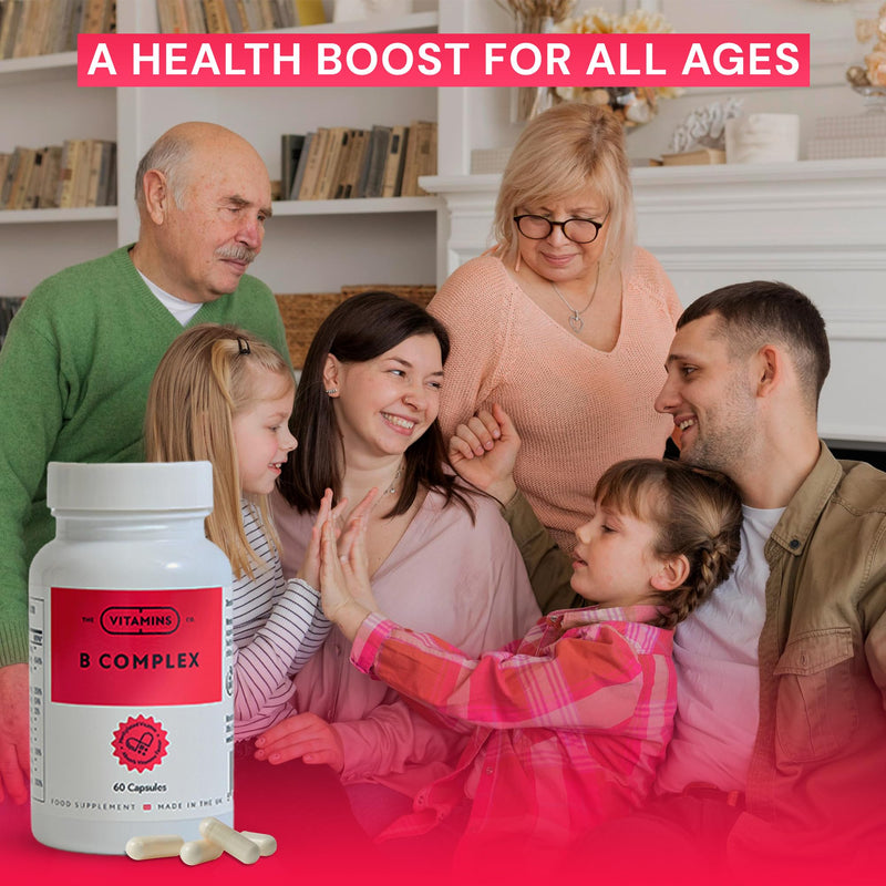 Vitamin B Complex Capsules | B12 B6 B1 Biotin Folate & Nicotinamide | Sugar Free Food Supplement | GMP Certified