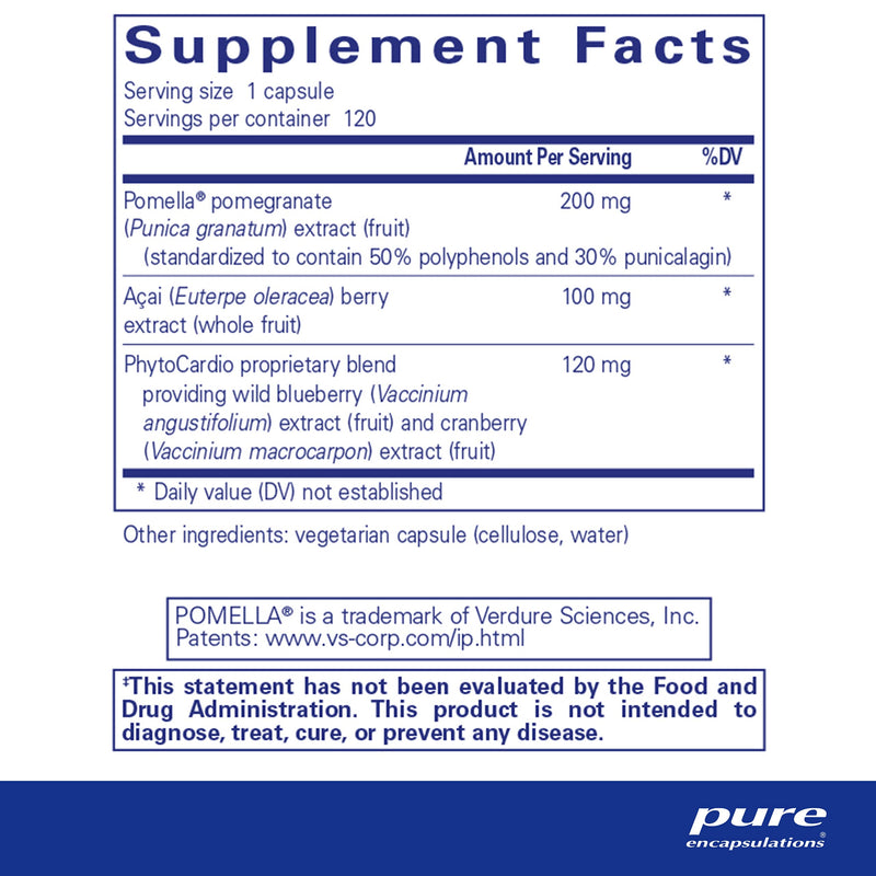 [Australia] - Pure Encapsulations Pomegranate Plus | Antioxidant Support for Vascular and Cellular Health* | 120 Capsules 120 Count (Pack of 1) 