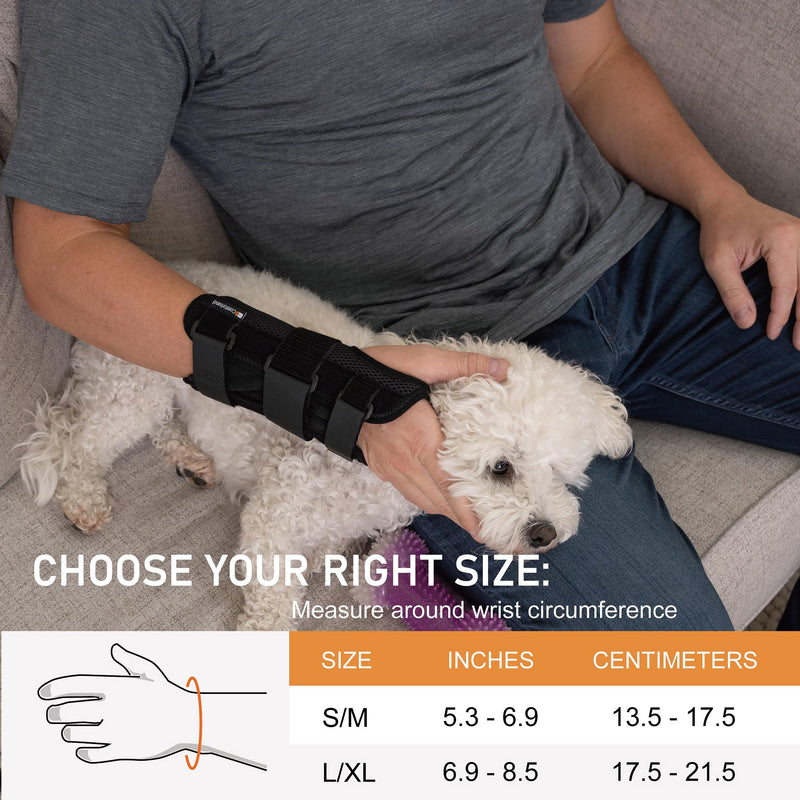Deluxe 3-Strap Wrist Brace – Adjustable Support for Carpal Tunnel, Fractures, Tendonitis, and Post-Op Recovery – Lightweight, Breathable Design for Day and Night Use (S/M, Left hand) S/M