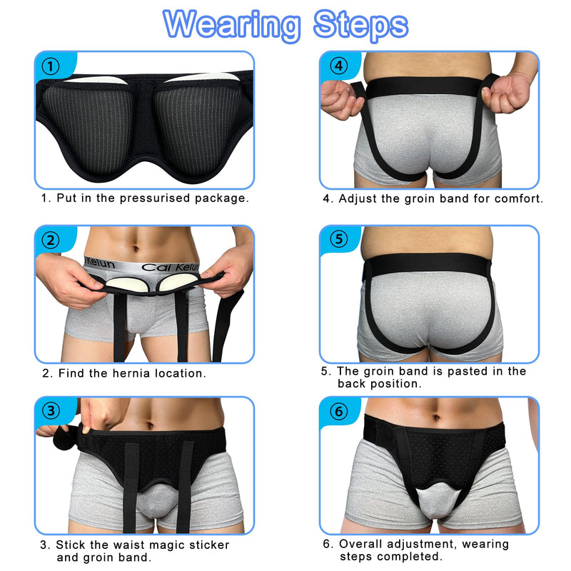 Poedist Hernia Support Belt for Men or Women for Double Inguinal or Other Hernias with Removable Pads, Adjustable Waist Belt for Abdominal Compression (Large 35.8-41.3 Inch) L