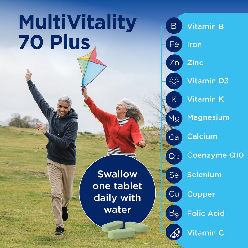 Healthspan Multivitamin 70 Plus | (120 Tablets) | Vitamin C & Vitamin D3 | Brain, Heart, Bone & Immunity Health | Ginseng, Bioflavonoids & Acetyl L-carnitine | Vegan 120 count (Pack of 1)