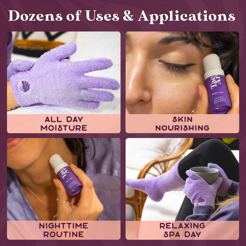 [Australia] - Purple Canyon Fuzzy Socks & Gloves and Essential Oil Balm Spa Kit | Purple Socks and Gloves Infused with Aloe Vera and Vitamin E Oil | Beeswax Miracle Balm for Cracked Heel Repair and Foot Care Lavender Refill Moisture Duo 