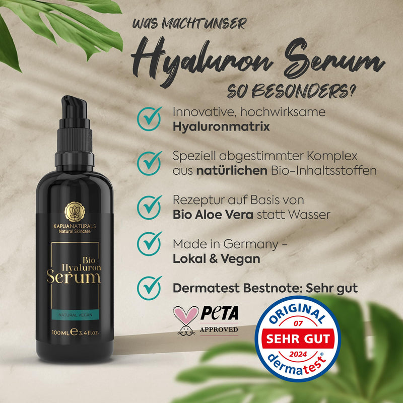 [Australia] - ORGANIC Hyaluronic Serum high dosage • 100ml +Vit E & B5 • 7-fold hyaluronic acid serum face ✓100% Vegan&BIO ✓Anti-aging concentrate ✓ Anti-wrinkle serum natural cosmetics ✓Made in Germany ✓Hyaluronic Acid Serum Hyaluronic Serum 