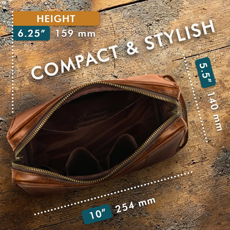 Premium REAL Leather Toiletry Bag for Men Dopp Kitt Hanging Mens Toiletry Large TSA Toiletries Bag Shaving Grooming Bag Organizer