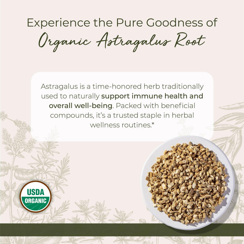 [Australia] - Starwest Botanicals Organic Astragalus Root - Dried Herb for Tea, Natural Immune Support, Cut & Sifted, Promotes Wellness, Certified Kosher, Non-GMO- Bulk 1 lb Bag 