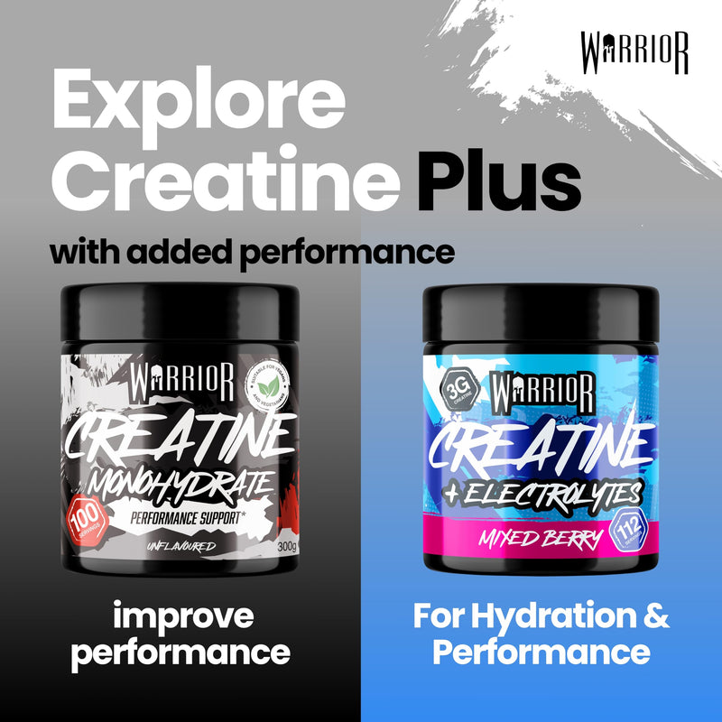 Warrior Creatine Monohydrate + Electrolytes 360g (112 Servings) – Creatine & Electrolyte Powder Drink – Micronised Creatine Powder for Strength, Performance & Hydration – Mixed Berry | 112 Servings, Micronised Creatine Powder, For Strength, Performance...