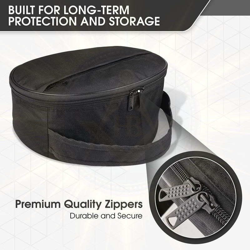 Peak Cap Storage Case, Waterproof Cordura Hat Carrier with Handle & Zipper, Lightweight Protective Travel Organizer for Masonic, Military, Uniform, Chauffeur & Dress Caps, Black/White