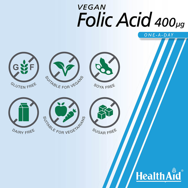 HealthAid Folic Acid 400g - 90 Tablets 90 count (Pack of 1)