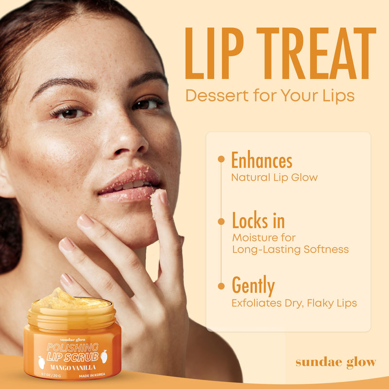 [Australia] - Lip Scrub with Mango Vanilla ‚Äì Exfoliates, Hydrates & Repairs ‚Äì Smooths, Softens & Revitalizes Dry Lips ‚Äì Dermatologist Tested, Korean Skin Care ‚Äì Clean Beauty, Cruelty-Free ‚Äì 1 Pack 