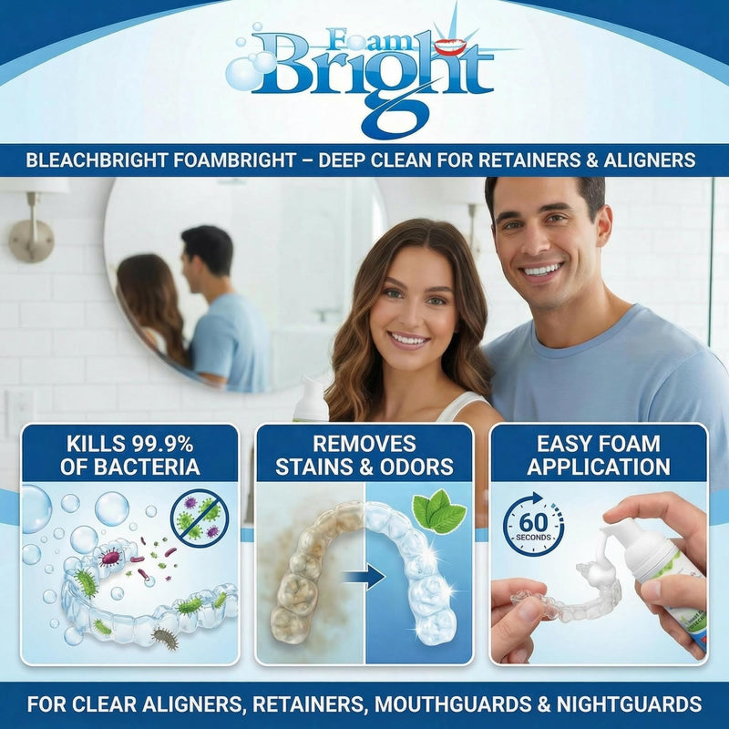 Retainer Foam Cleaner & Teeth Whitening Formula. The Ultimate Cleaning Toothpaste for Aligner Retainers. Great for All Kinds of Clear Retainers, Braces & Aligners. Safe for Dentures. (2 Pack)