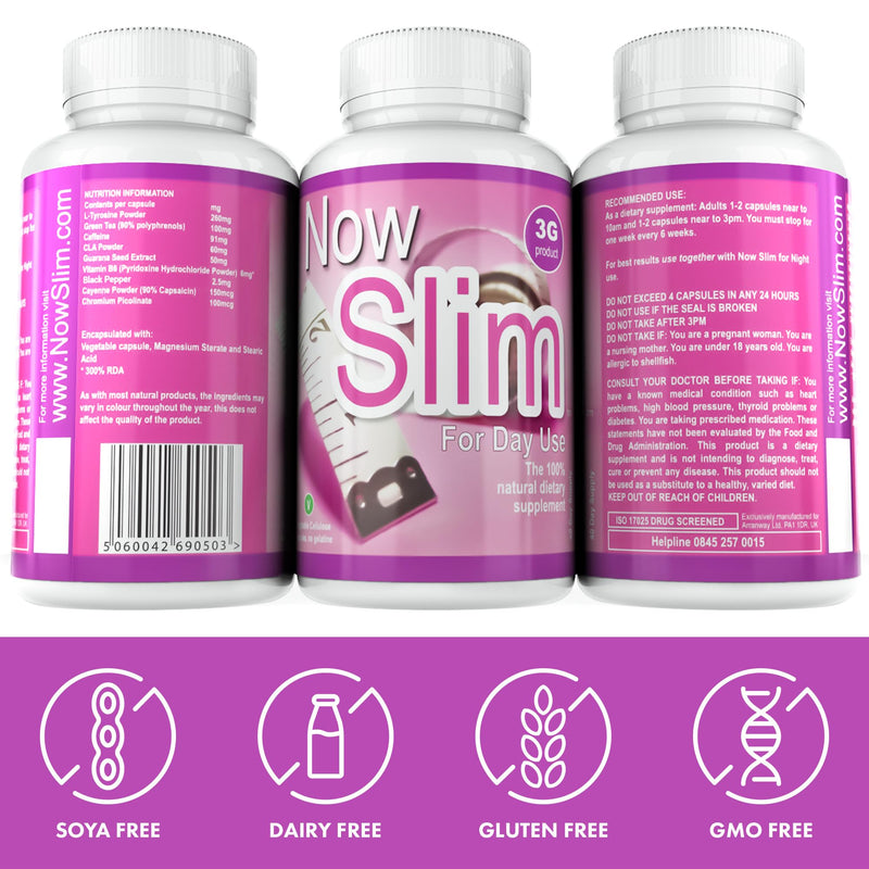 Now-Slim 3G Day-Time Fat Burner Slimming 84 Capsules– Natural Appetite Control & Metabolism Booster | L-Tyrosine, Green Tea & Energy Support – Vegan – Ideal for Workout & Active Lifestyle