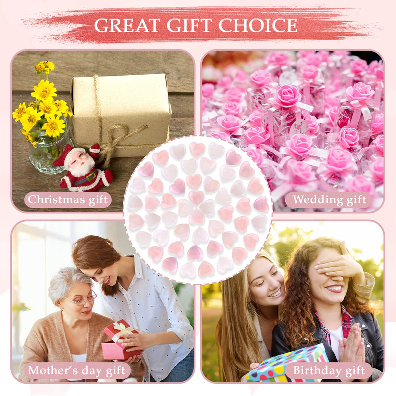[Australia] - Gerrii 50 Pcs Heart Healing Stone Bulk Quartz Heart Rose Quartz Inspirational Stones Mother Day Gift for Women Love Pocket Polished Natural Energy Balancing Meditation 0.8 Inch 