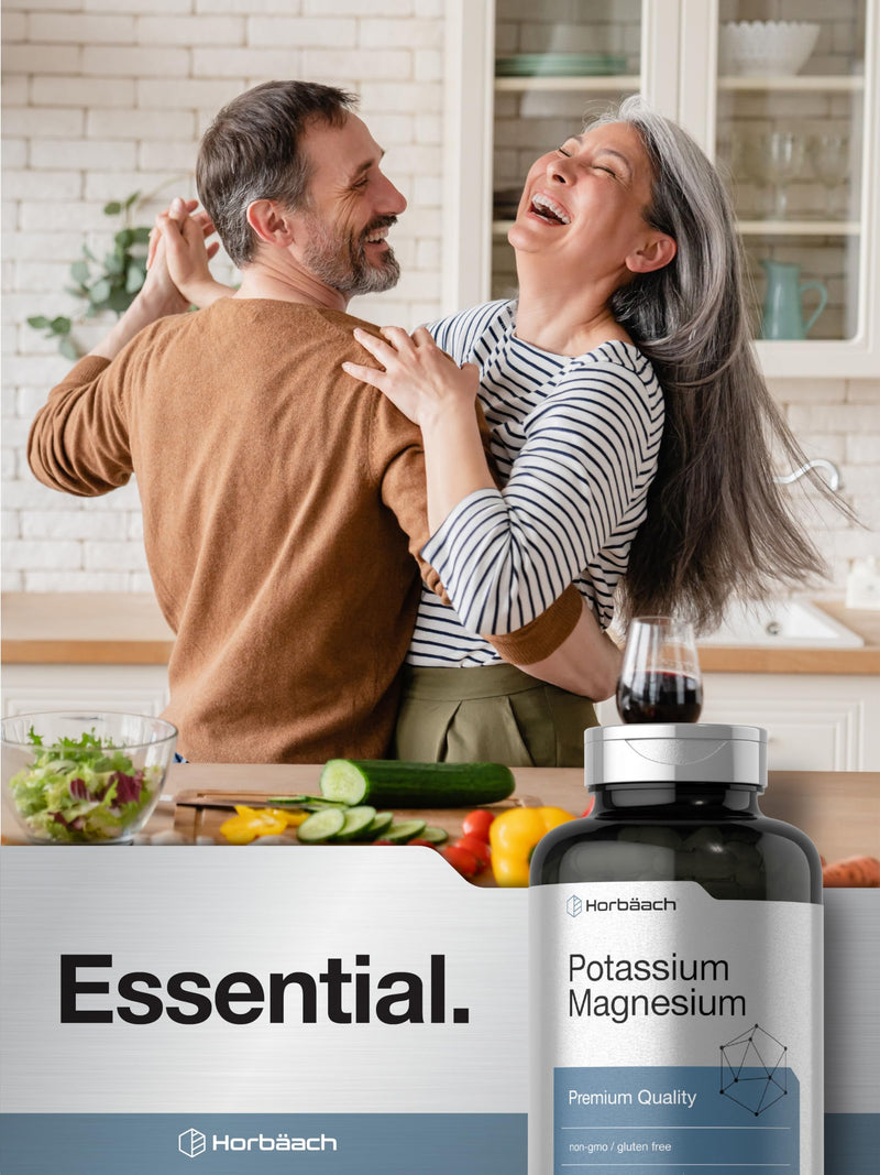 Horbäach Potassium Magnesium Supplement | 240 Capsules | Non-GMO & Gluten Free