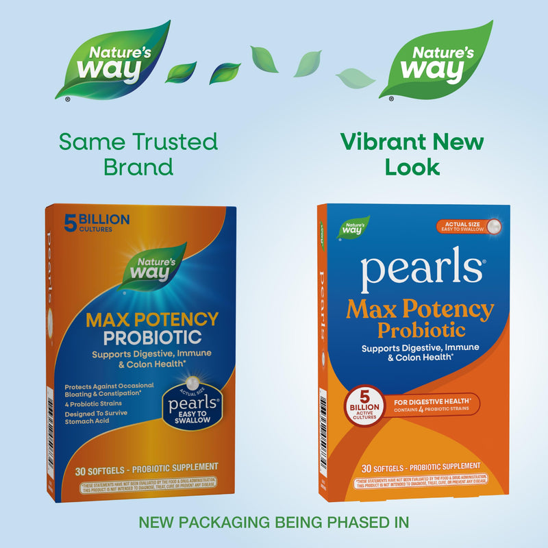 Nature's Way Probiotic Pearls Max Potency Softgels, 5 Billion CFU, 30 ct | Daily Probiotic for Women and Men, Supports Digestive, Immune, Colon Health*, with Lactobacilli and Bifidobacteria strains 30 Count (Pack of 1)