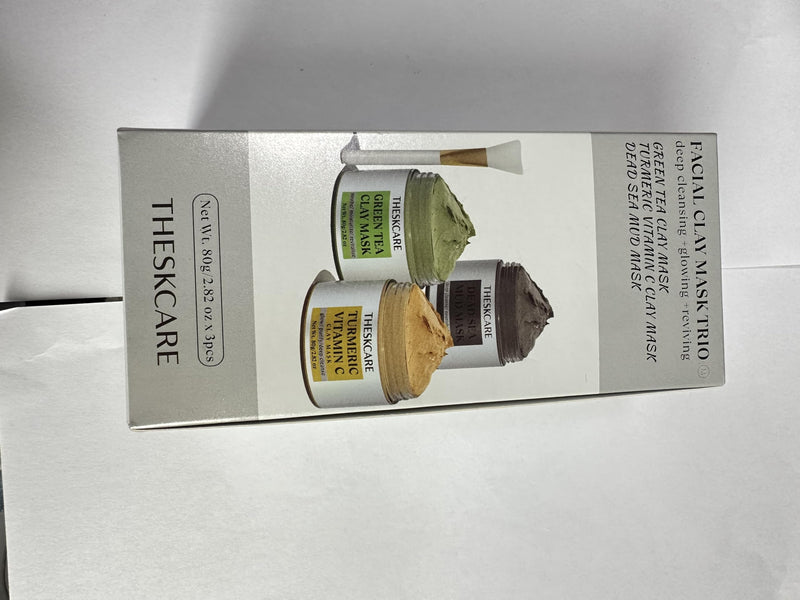 3 PCS Clay Mask Turmeric Vitamin C Dead Sea Mud Green Tea Face Mask 240g | Set with turmeric vitamin C, dead sea mud, and green tea masks to control oil, cleanse and reveal radiant glow. 2.82 oz each.