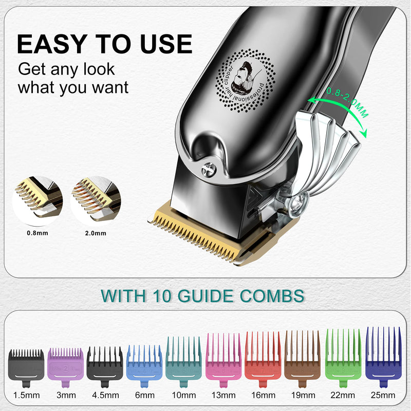 [Australia] - Hatteker Hair Clipper Cordless Barber Clipper T-Blade Beard & Nose Trimmer Grooming Kit Professional IPX7 Waterproof 