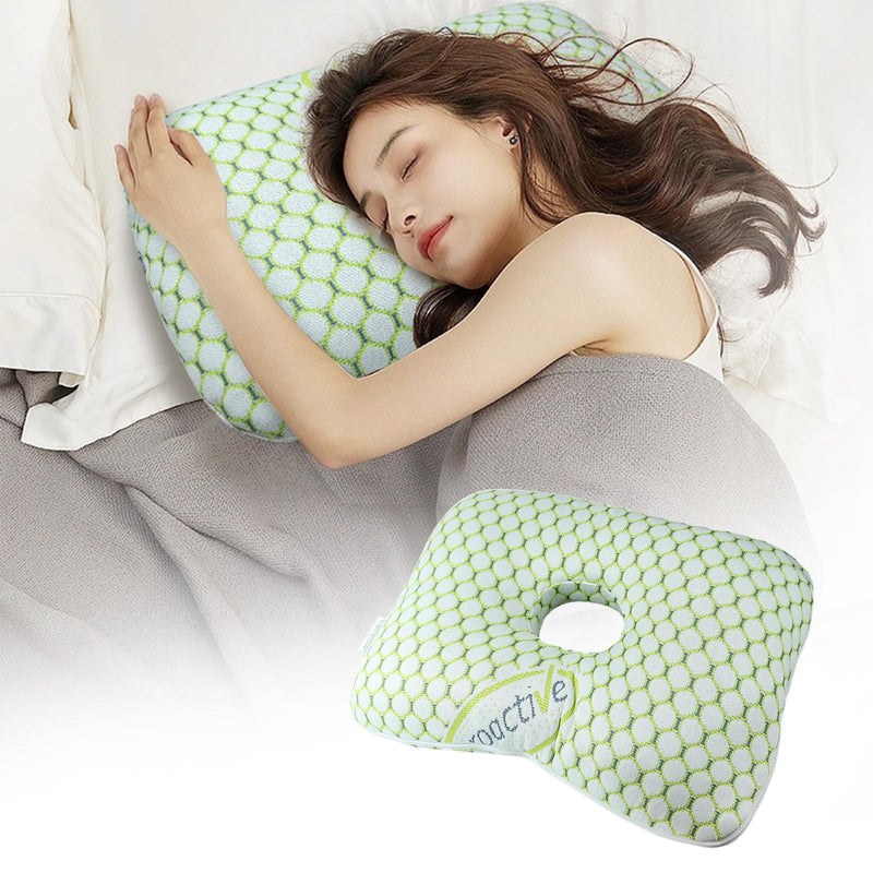 [Australia] - Ear Piercing Pillow for Side Sleepers with an Ear Hole for CNH and Ear Pain Ear Inflammation Pressure Sores, Washable and Adjustable Ear Guard Pillow（Green） Green 