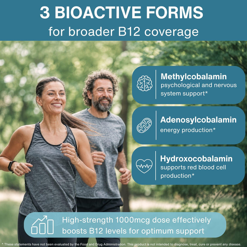 Igennus Sublingual Vitamin B12 Complex 1000mcg, 180 Tablets | Methylated, with three bioactive forms: methylcobalamin, adenosylcobalamin and hydroxocobalamin. Sugar-free, clean & vegan 180 Servings (Pack of 1) Sublingual Tablet