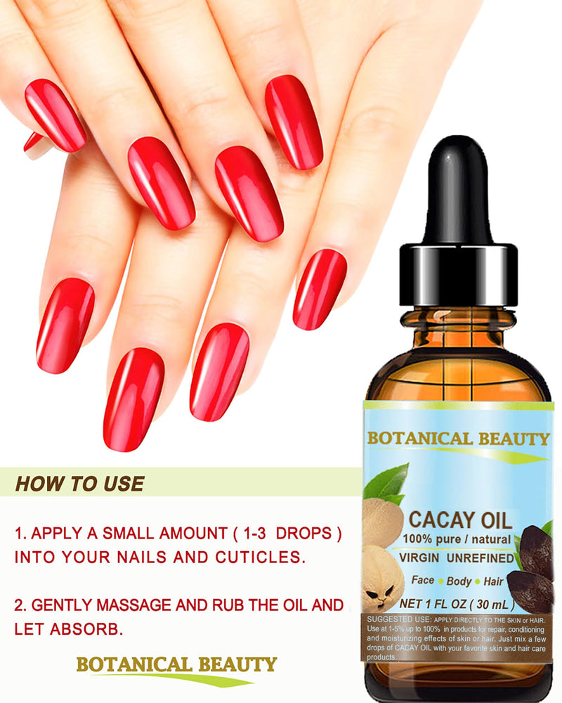 Botanical Beauty CACAY OIL 100% Pure Natural Virgin Unrefined Cold-Pressed Carrier Oil WILD GROW 0.5 Fl Oz 15 ml For Face, Skin, Body, Hair. Anti Wrinkle Face Oil Natural Retinol Vitamin A, Vitamin E