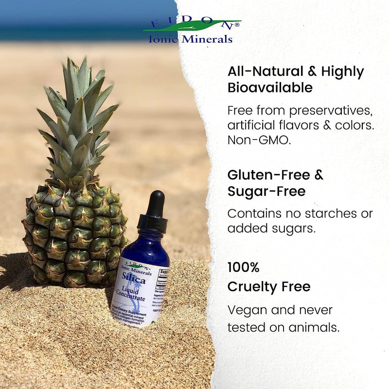 [Australia] - Eidon Ionic Minerals Liquid Silica & Zinc Drops - Silica & Zinc Supplements for Adults and Kids, Hair & Collagen Support, Immune Support, All-Natural, No Preservatives or Additives - 2 oz, Pack of 2 