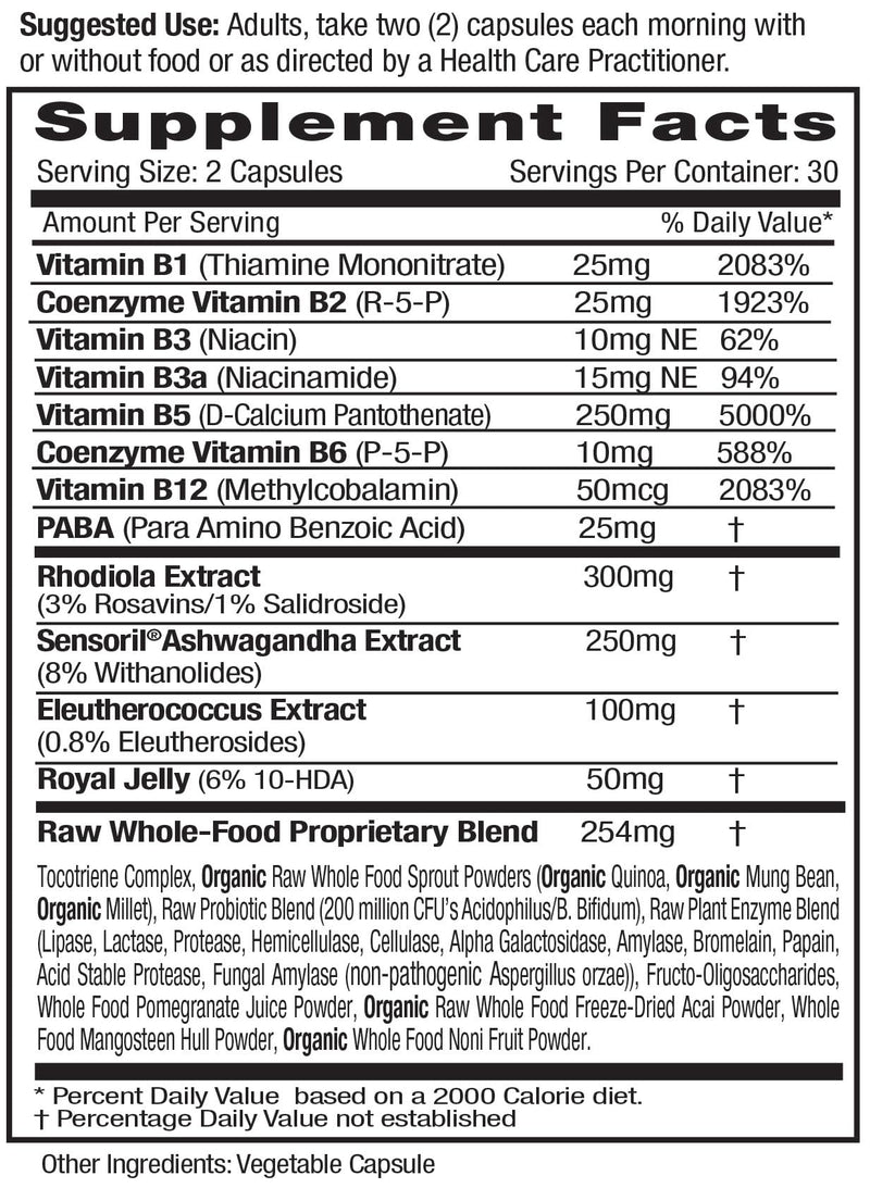 [Australia] - EMERALD LABS Adrenal Health - Stress Relief, Energy Support & Restorative Sleep with Sensoril Ashwagandha, B Vitamins, Rhodiola & More* - Gluten-Free - 60 Vegetable Capsules (30-Day Supply) 60 Count (Pack of 1) 