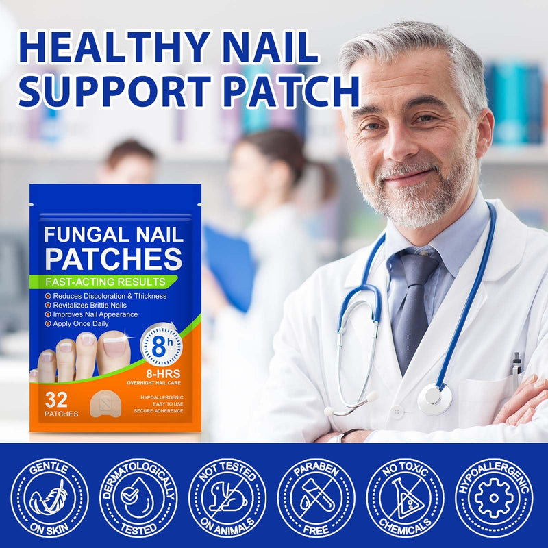 Extra Strength Toenail Treatment - 32 Pcs Nighttime Nail Patches, Overnight Toe Nail Treatments for Damaged Nails Foot Nails Repair and Care, 8-Hour Restores Healthy Appearance