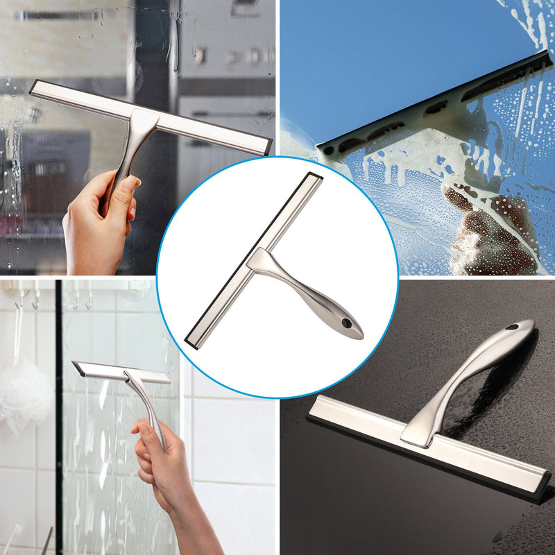 [Australia] - Hiware All-Purpose Shower Squeegee for Shower Doors, Bathroom, Window and Car Glass - Stainless Steel, 10 Inches 10-Inch Silver 